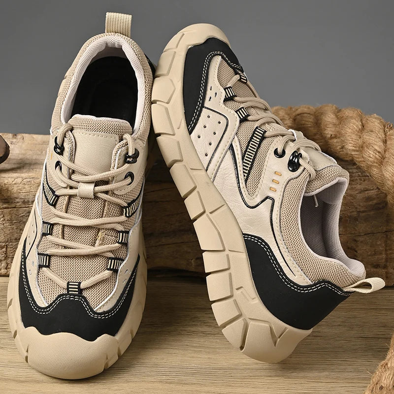 Fashionable Men Comfortable Lace Up Anti-collision Casual Sports Shoes Outdoor Men Breathable Anti Slip Soft Soled Hiking Shoes
