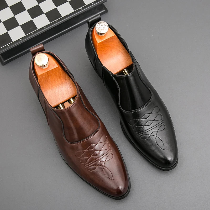 Spring New Men's Height Increased By 6 Centimeters Comfortable Leather Shoes Fashionable Business Attire Groom's Wedding Shoes