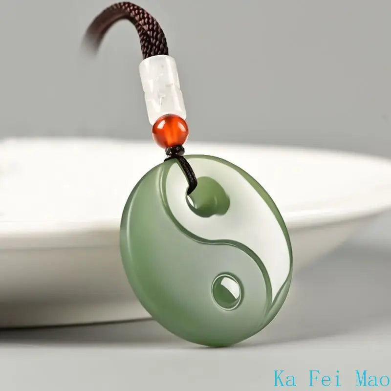 100% Natural Hotan Jade Pendant Tai Chi Bagua Heaven and Earth Pendant for Couples Necklace Pendant Fashion Feng Shui Jewelry
