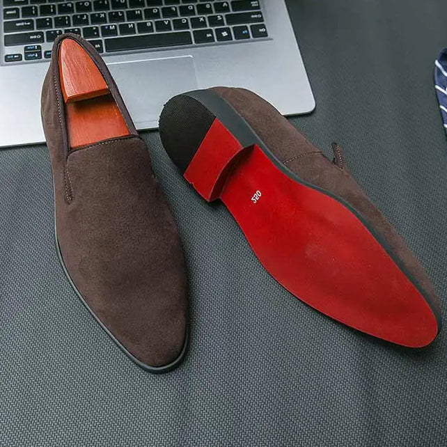 New In Red Bottom Shoes for Men Loafers Flock Solid Slip-On Party Men Dress Shoes Size 38-48 Free Shipping Men Shoes