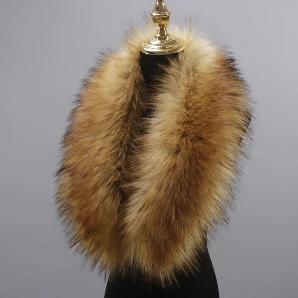 New 80cm Large Faux Fur Collar Detachable Winter Fur Gray Collar Neck Collar Wraps Jackets Hood Shawl Fake Fur