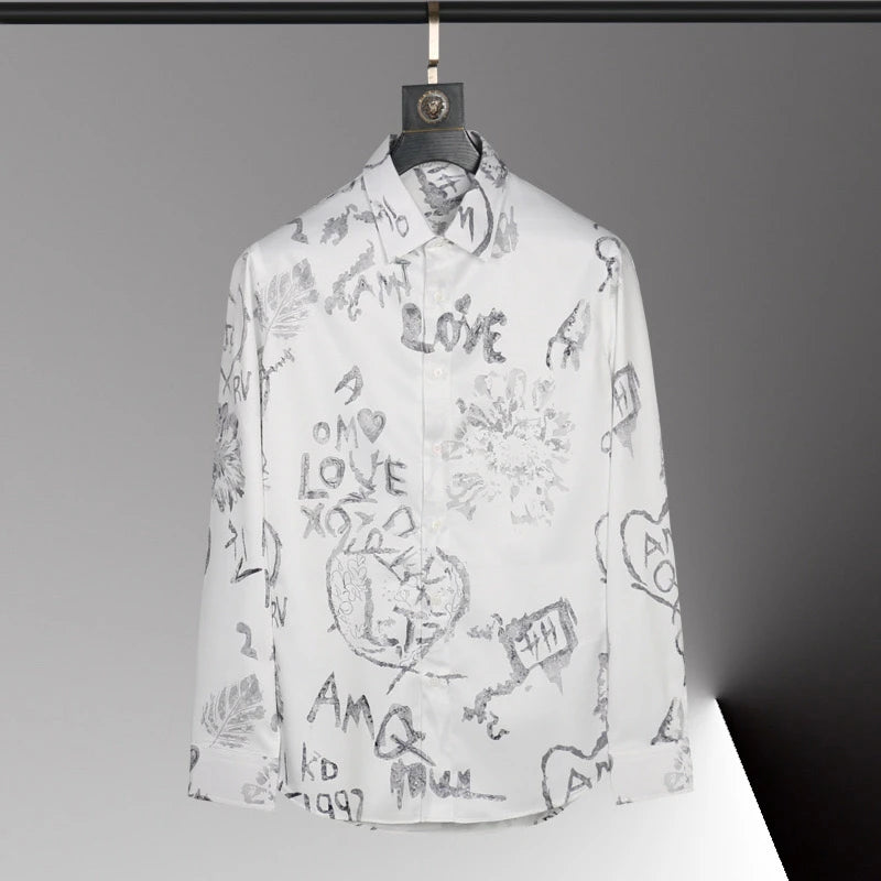 High-end men's shirt 3D printed pattern men's shirt long sleeve lapel fashion casual top Hawaiian shirt vacation large size 6xl