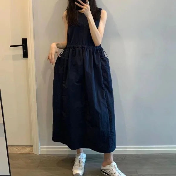 Casual Summer New Dstring Waist Thin Svel Vest Dr Women's  Design High-End Feeling Skirt Ci Walk Single Piece
