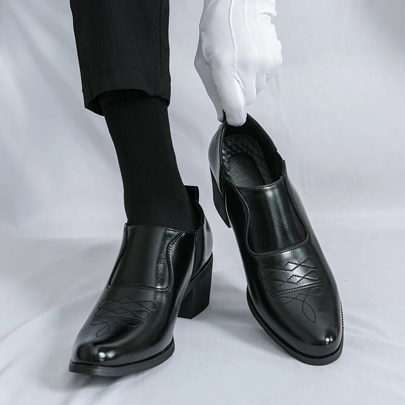 Spring New Men's Height Increased By 6 Centimeters Comfortable Leather Shoes Fashionable Business Attire Groom's Wedding Shoes