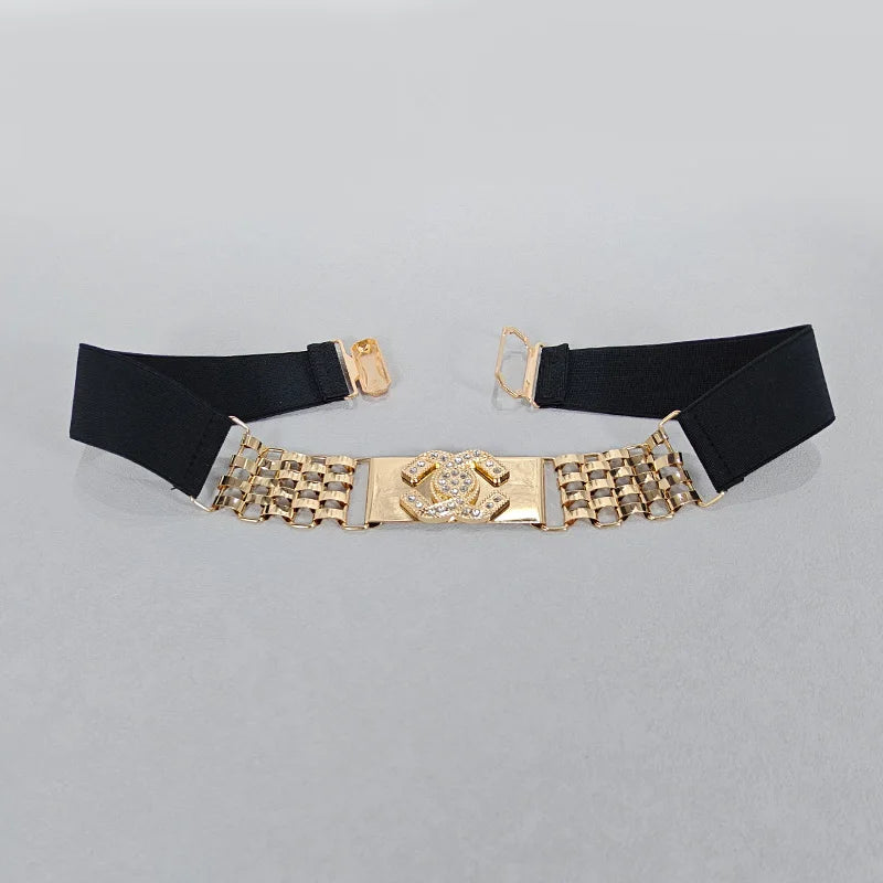 Golden Letter Waist Corset Belts Fashion Women's Metal Waistband Female Luxury Brands Designer Ladies Elastic Belt For Dress