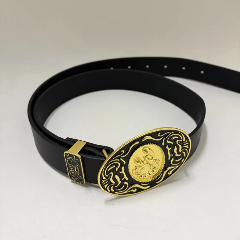 Women's Luxury Vintage Metal Buckle Belt Designer Celebrity Style Slim Trendy Multiple