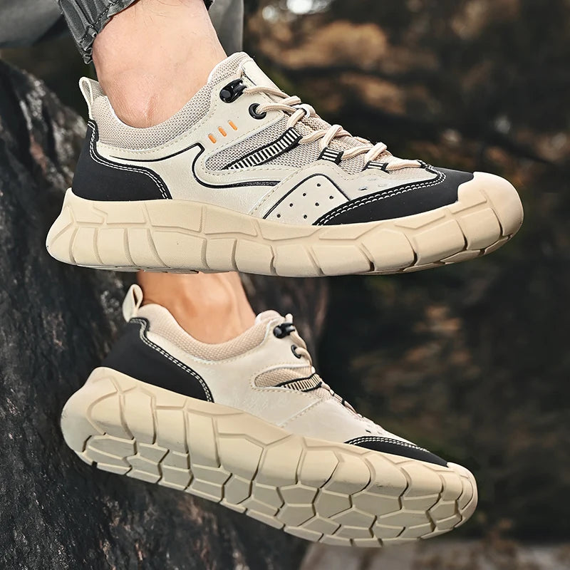 Fashionable Men Comfortable Lace Up Anti-collision Casual Sports Shoes Outdoor Men Breathable Anti Slip Soft Soled Hiking Shoes