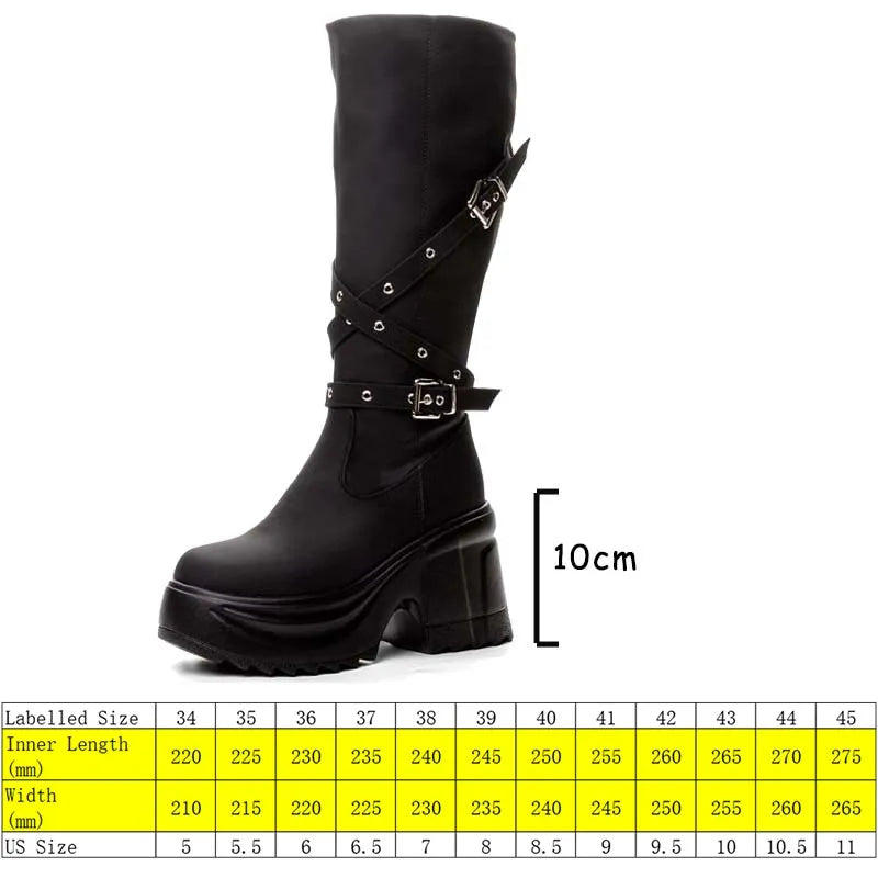 Fujin 10cm Microfiber Women Boots British Boots ZIP Synthetic Leather Ankle Spring Platform Wedge Knee High Fashion Autumn Shoes