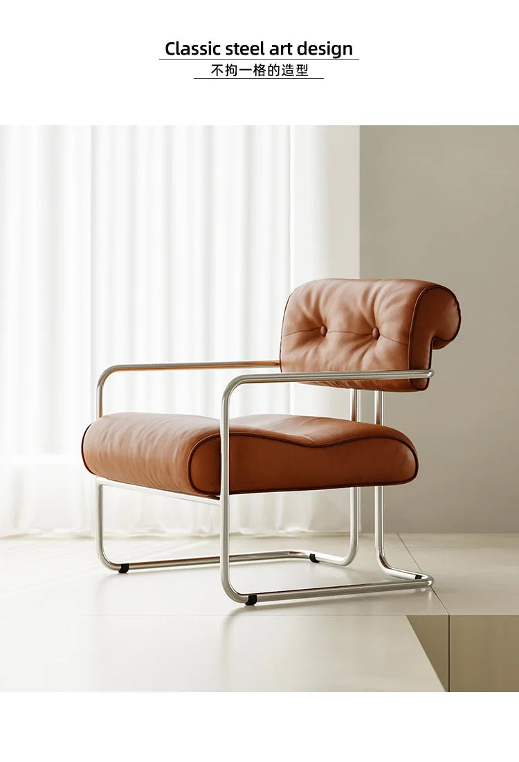 Single Chair Lounge Dining Chair Stainless Steel French Negotiation Balcony Lounge Chair
