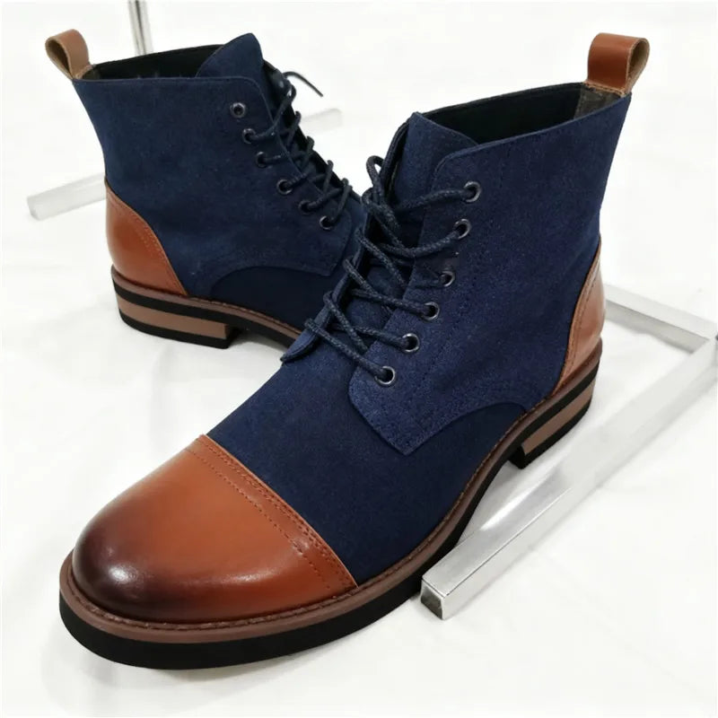 High Quality Men's Autumn New Comfortable High Top Casual Leather Shoes Fashion Brand Men's Lace Up Non Slip Casual Short Boots