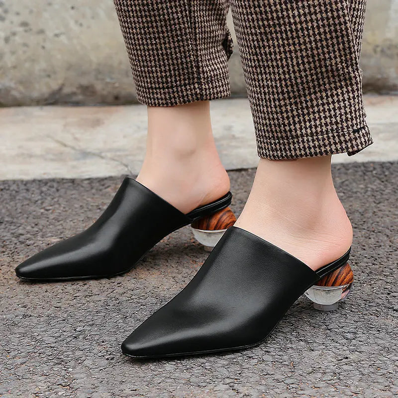 2025 Summer Fashion New Muller Shoes Women European Fashion Station Baotou Slippers Half-supported Outdoor Sandals Fashion Shoes