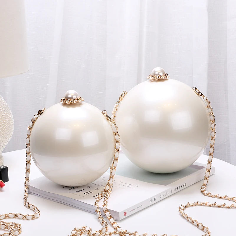 2025 Fashion Design Pearl Ball Party Evening Bags Woman Handbags Global Spherical Acrylic Hard Case Shoulder Small Crossbody Bag