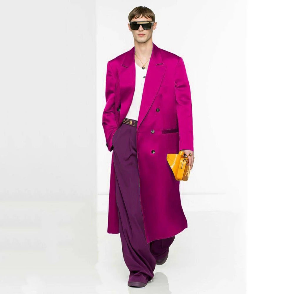 Chic Men's Suits 2 Pieces Overcoat Pant Sets High Quality Special Occasion Double Breasted Peak Lapel Male Chic Banquet Tuxedos