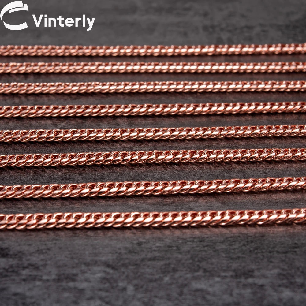 Vinterly Cuban Chain Long Necklace for Men Women Red Copper Adjustable 20/22 Inch Twisted Anti-scratch Jewelry Lobster Clasps