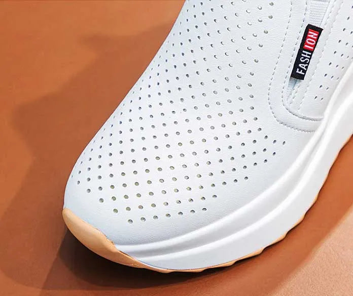 Fujin 10cm Women Summer Breathable Casual Sandals Platform Wedge Fashion Ins White Genuine Leather Chunky Sneaker Hollow Shoes