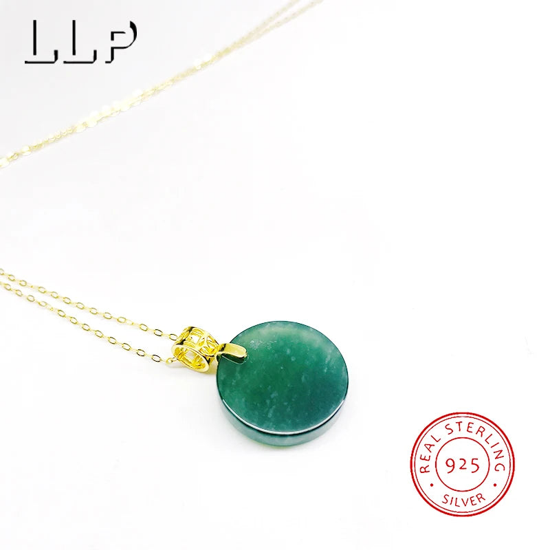 S925 Silver Inlaid With Natural Blue Water Emerald Round Pendant For Girls As a Festival Gift Or Charm For Protection