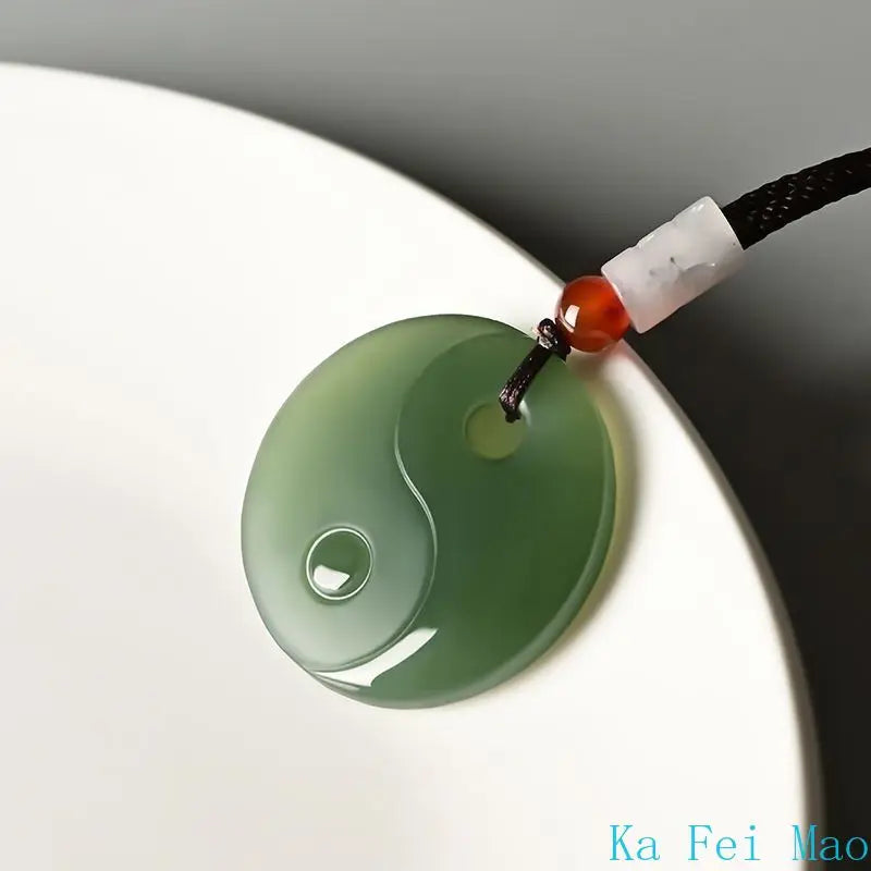 100% Natural Hotan Jade Pendant Tai Chi Bagua Heaven and Earth Pendant for Couples Necklace Pendant Fashion Feng Shui Jewelry