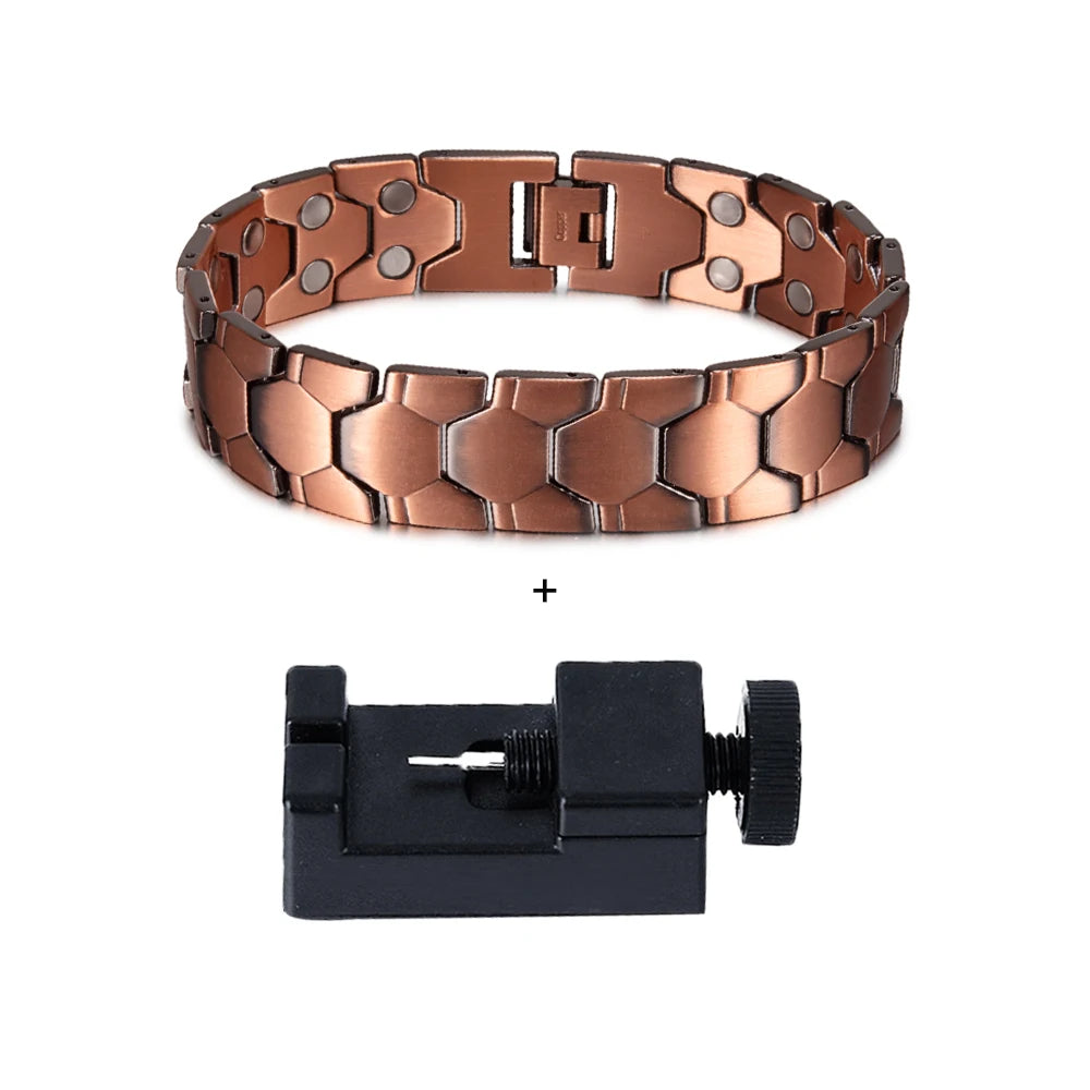 Wristband Magnetic Pure Copper Bracelet Male 18mm Wide Football Pattern Copper Magnetic Bracelet Arthritis Energy Chain Bracelet