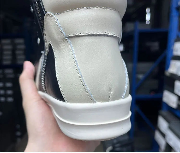 Men's Casual Shoes Genuine Leather Shoes for Women Owen Geo Black Solid Sneakers Lace-up Men's Shoes