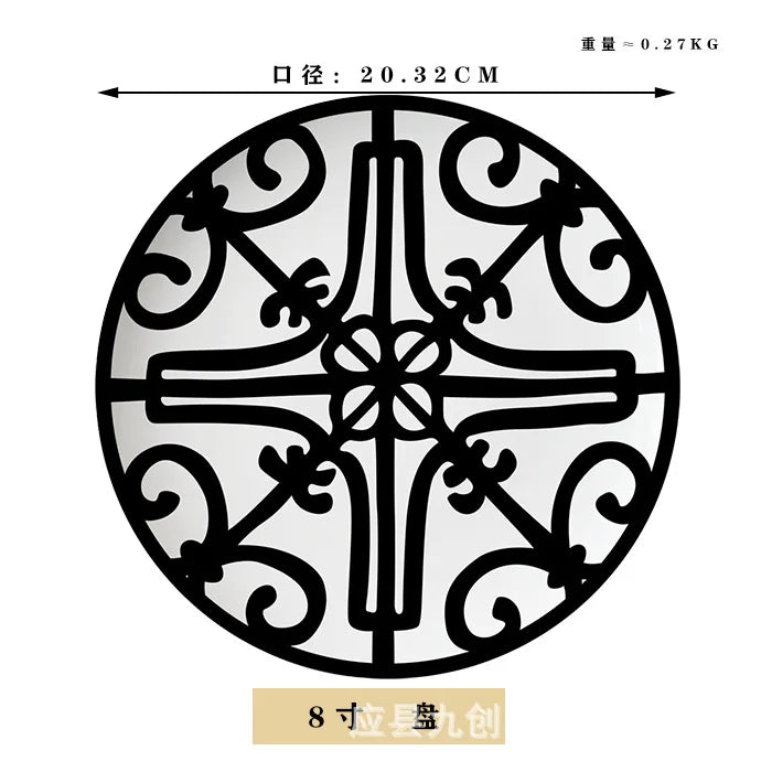 3 Color Ceramic Plate Hand-Painted Red Art Creative Round  Tableware Dinner Plates Set Charger Plates for Wedding Pasta Plate