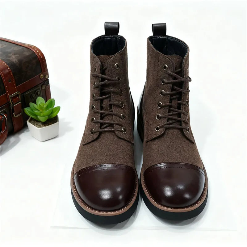 High Quality Men's Autumn New Comfortable High Top Casual Leather Shoes Fashion Brand Men's Lace Up Non Slip Casual Short Boots