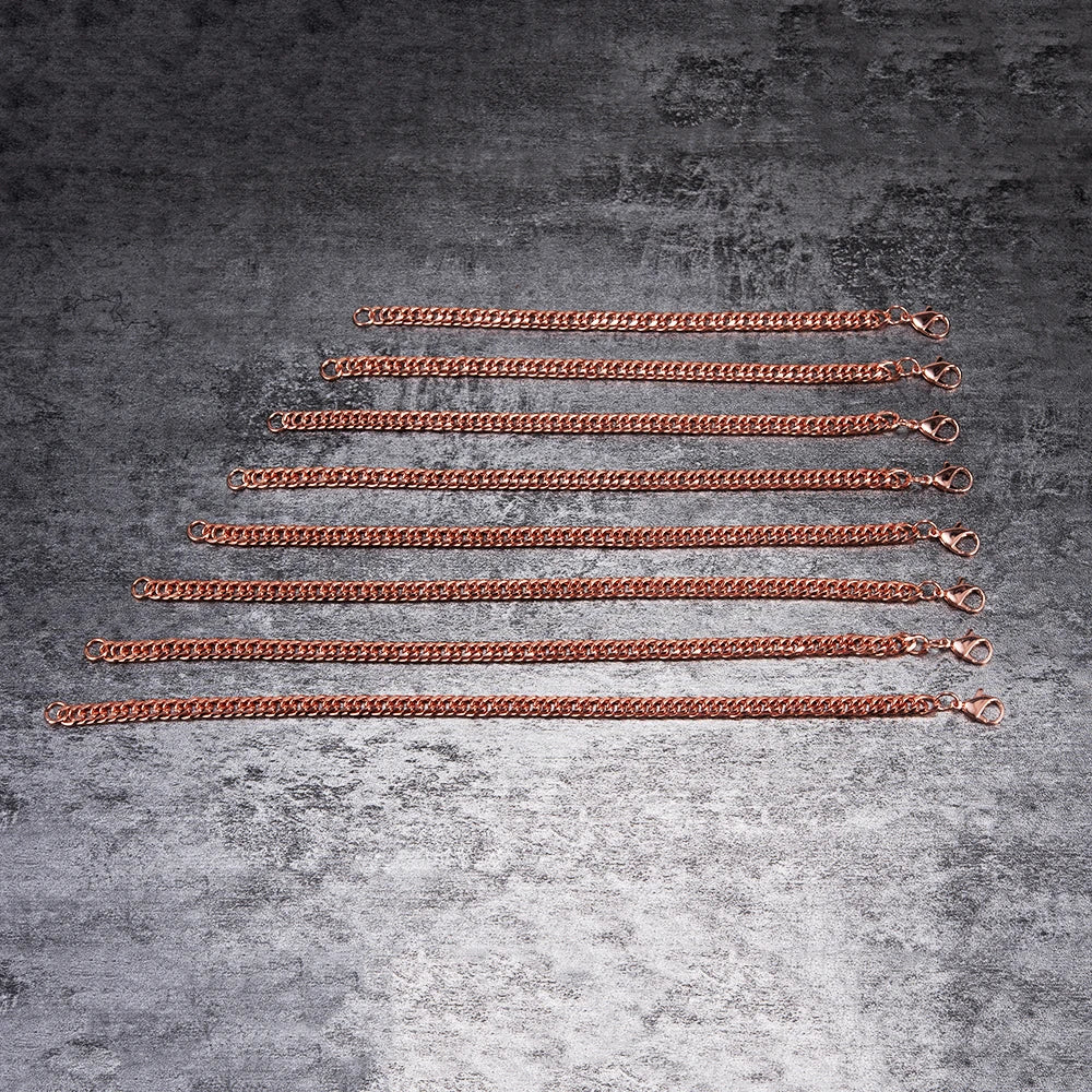 Pure Copper Bracelets for Men Women Adjustable Cuban Chain Link Lobster Clasp 6mm Wide Anti-scratch Male 7-10.5 Inch Jewelry