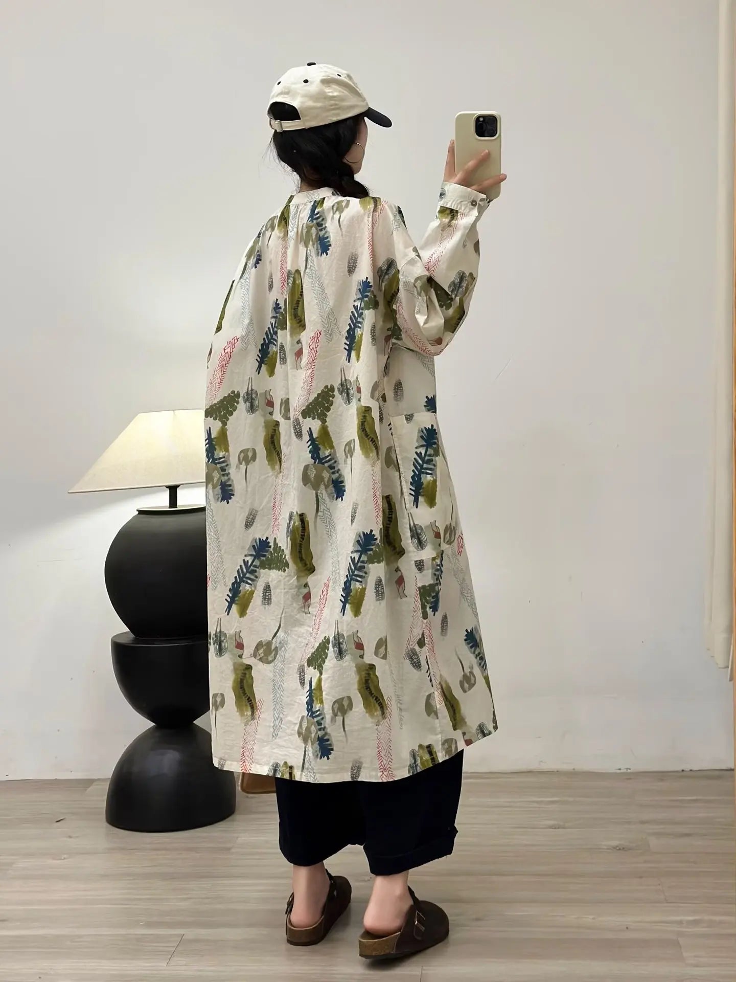 2026 Vintage long shirt dress for women spring harajuku fashion pink blue print shirt dress 100% cotton single-breasted dress