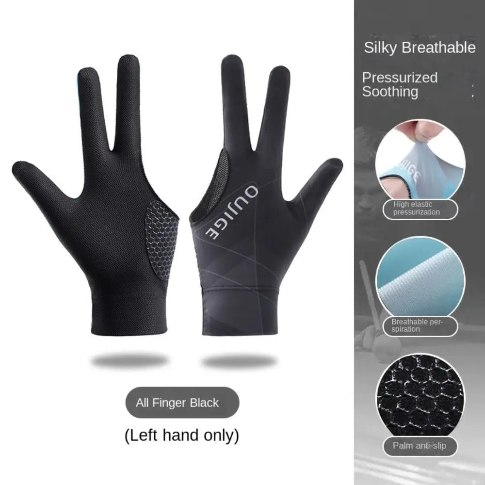 Left and Right Hand Billiards Glove Elastic Non Slip Three Fingers Glove Breathable Snooker Billiard Glove Fitness Accessories