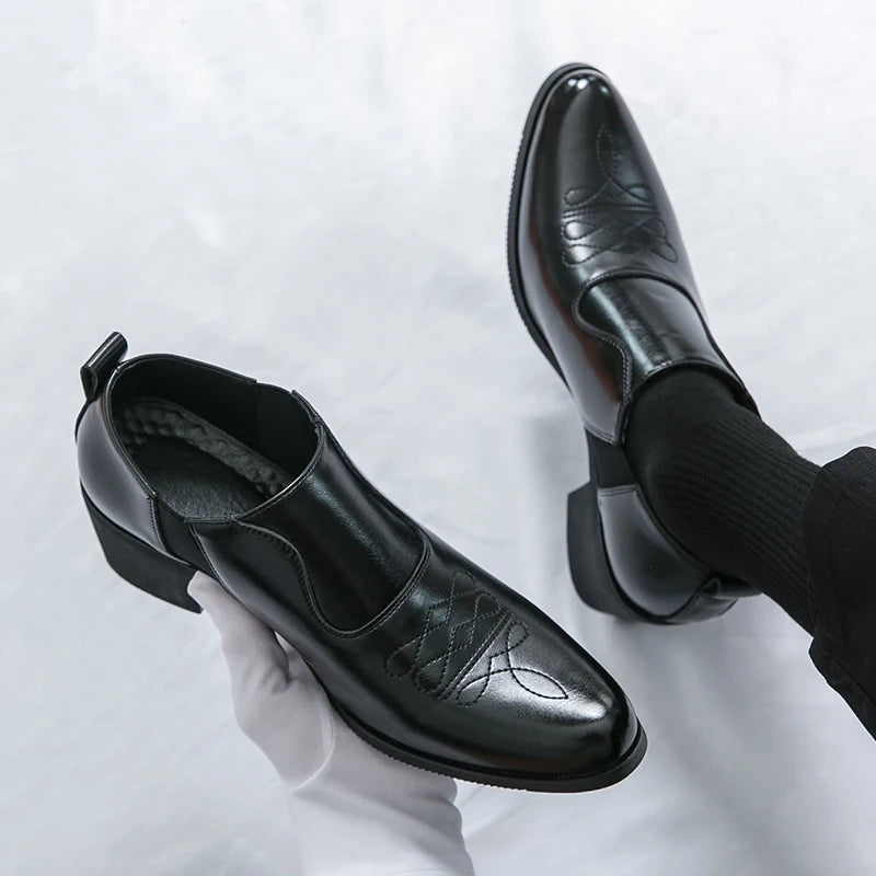 Spring New Men's Height Increased By 6 Centimeters Comfortable Leather Shoes Fashionable Business Attire Groom's Wedding Shoes