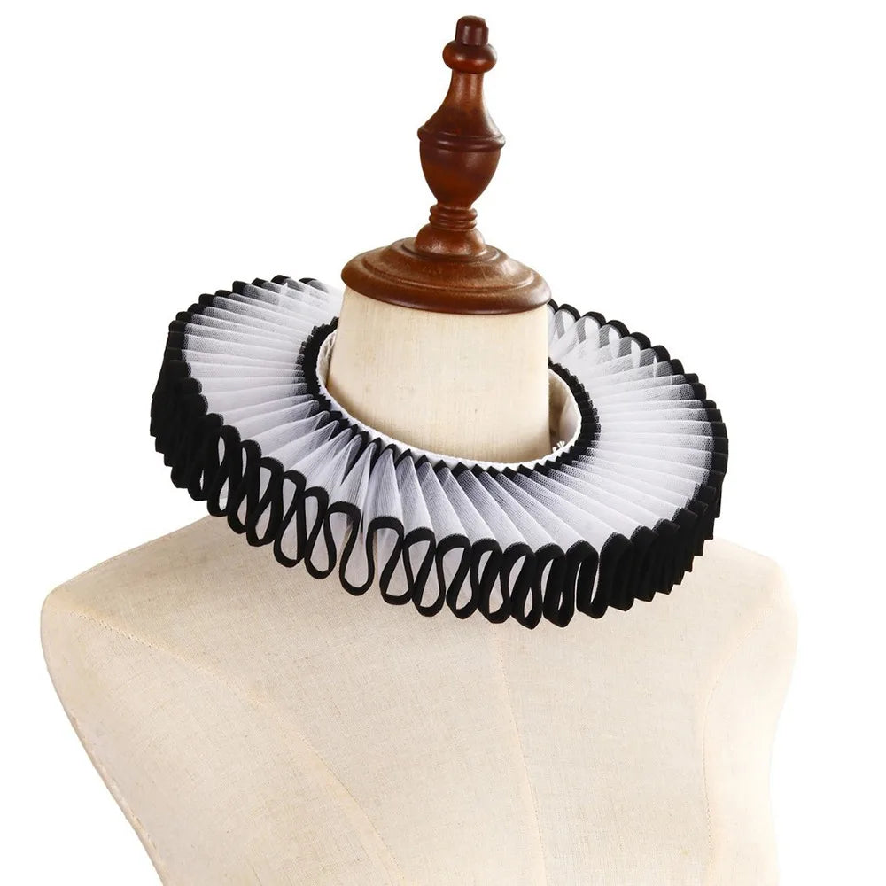 Detachable Shakespeare Neck Ruffled Collar Vintage Elegan Renaissance False Collar Victorian Costume Retro Ruff Collar