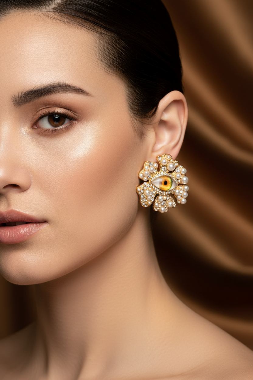 1 Pair of Vintage European and American Exaggerated Devil's Eye Flower Exquisite Earrings, Niche Style, Suitable for Women's Daily Wear, Party Wear, and as a Birthday Gift