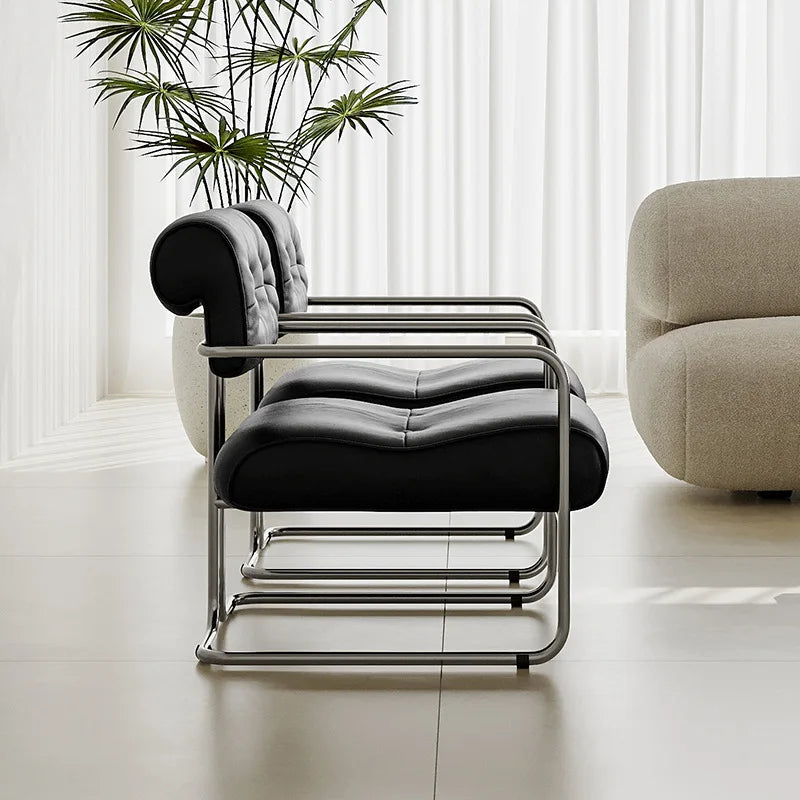 Single Chair Lounge Dining Chair Stainless Steel French Negotiation Balcony Lounge Chair
