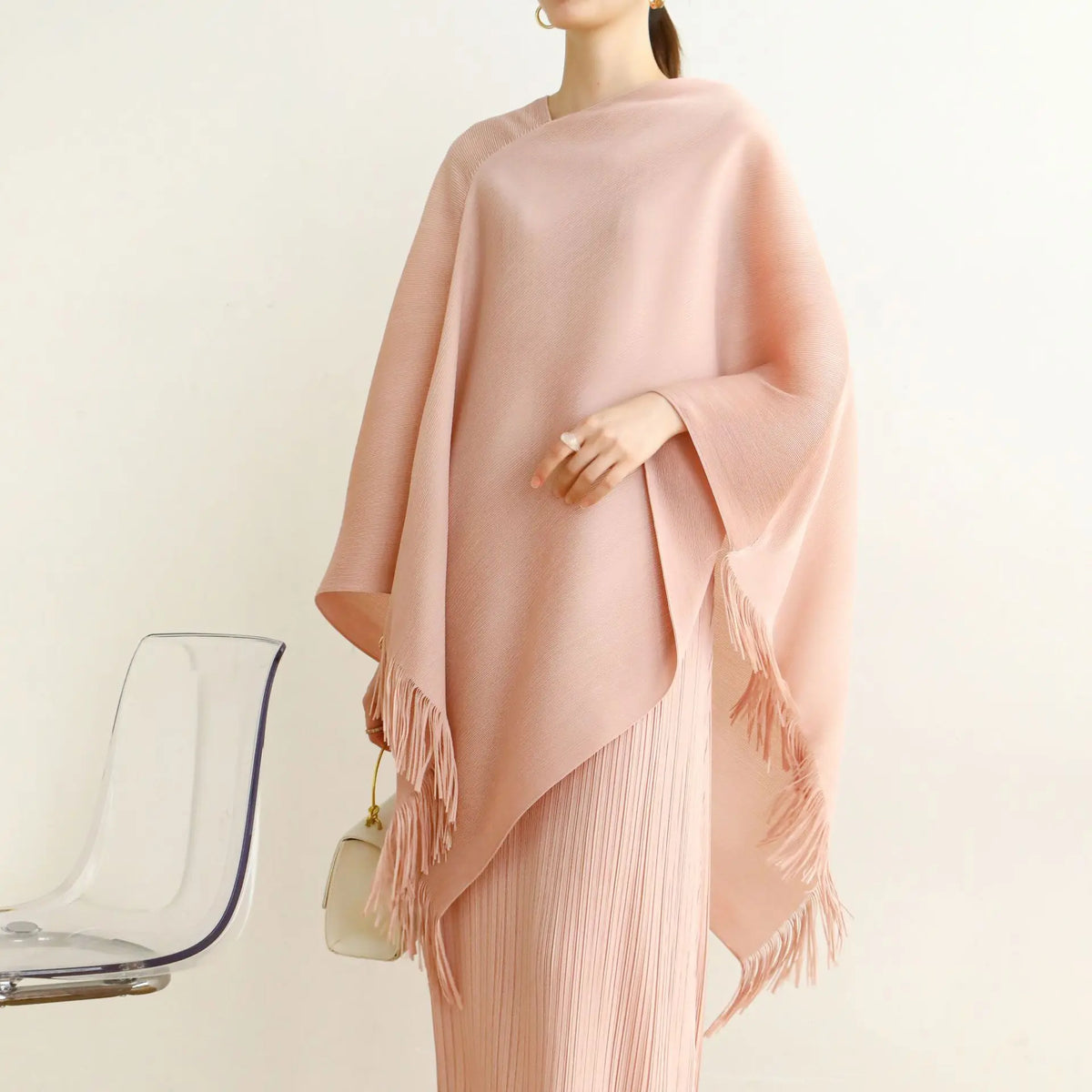 ALSEY Miyake Pleated Fringe Sleeveless Simple Shawl Jacket Autumn Spring New Light Luxury Solid Color Irregular Tops for Women's
