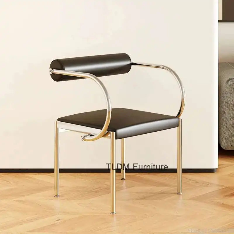 Designer Dining Chair Vintage Style Stainless Steel Study Bedroom Makeup Chair Dresser Furniture