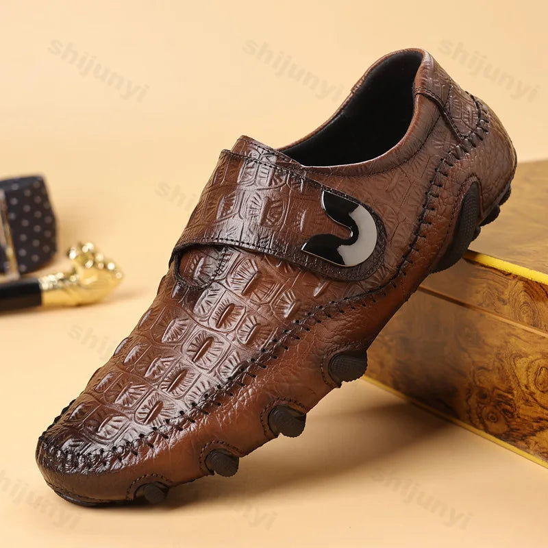 Men's Shoes Genuine Leather Luxury Crocodile Pattern Business Casual Shoes Men Loafers Mocassins High-quality Men's Dress Shoes