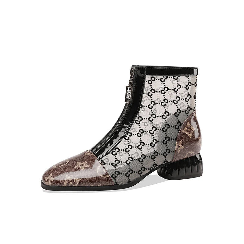Super Trendy Mesh Boots Hollow Mesh Summer Sandals Pointed Toe Roman Women's Shoes35 to  43