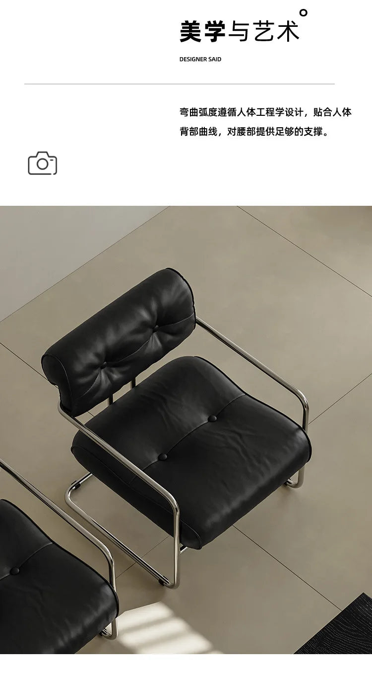 Single Chair Lounge Dining Chair Stainless Steel French Negotiation Balcony Lounge Chair