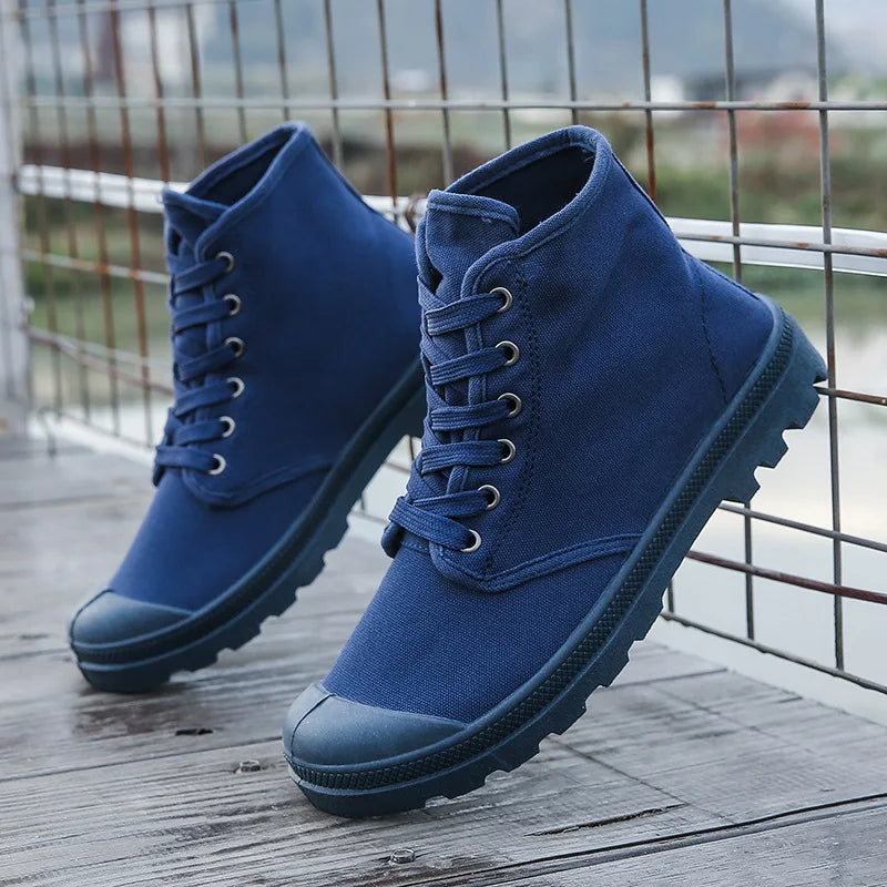 Autumn Early Winter Shoes Mens Ankle Boots Cool Street Style Canvas Shoes Brand Male Footwear Black Green Plus Size 46