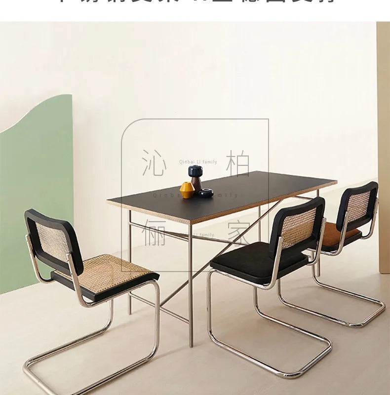 Stainless steel rectangular board wood conference table medieval desktop desk writing desk living room dining table