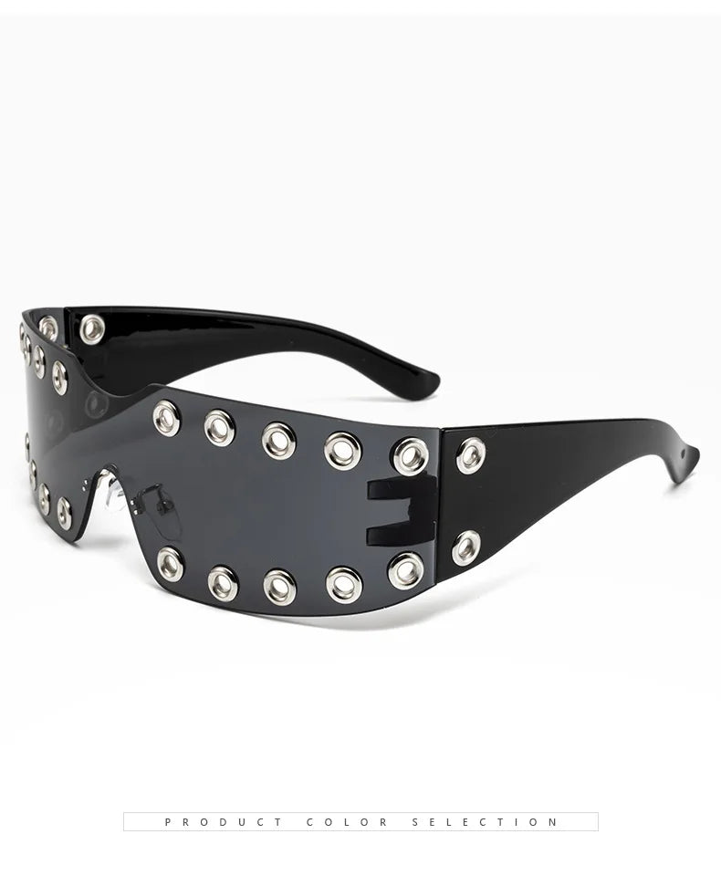 New 2026 Luxury Trendy Diamond Rimless Rhinestone Sunglasses Women Punk Shield Wrap Sun Glasses Vintage One-Piece Shades Goggle