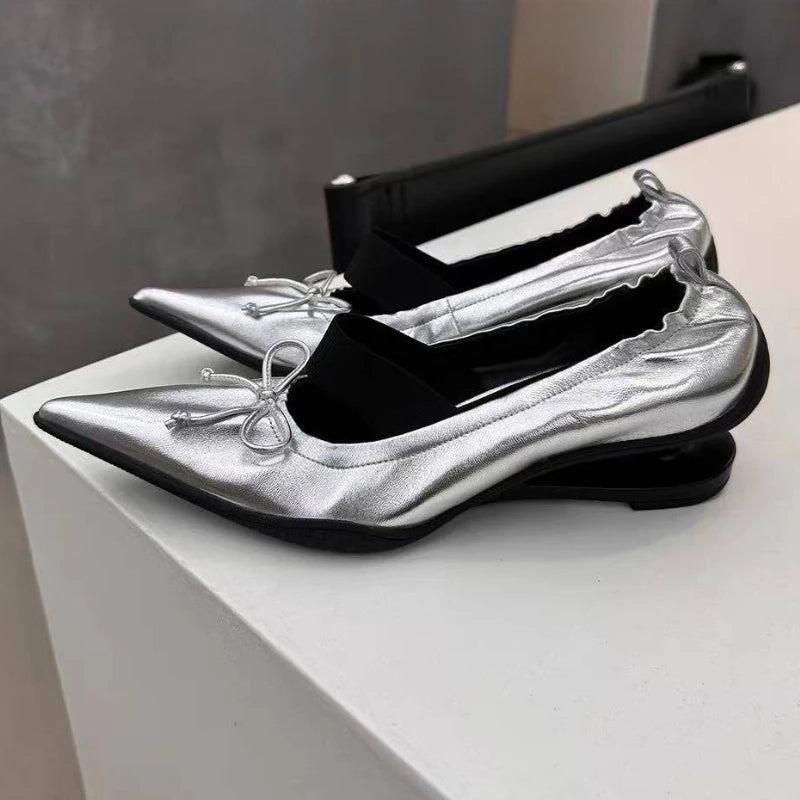 Retro Designer Mary Jane Shoes Women Strange Heel Bowknot Dress Shoes Female Ballet Style Fashion Brand High Heels Women Pumps