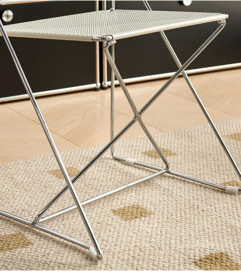 Korean Iron Dining Chair with Backrest Modern Minimalist Stackable Chair for Kitchen Designer Creative Metal Seat for Restaurant