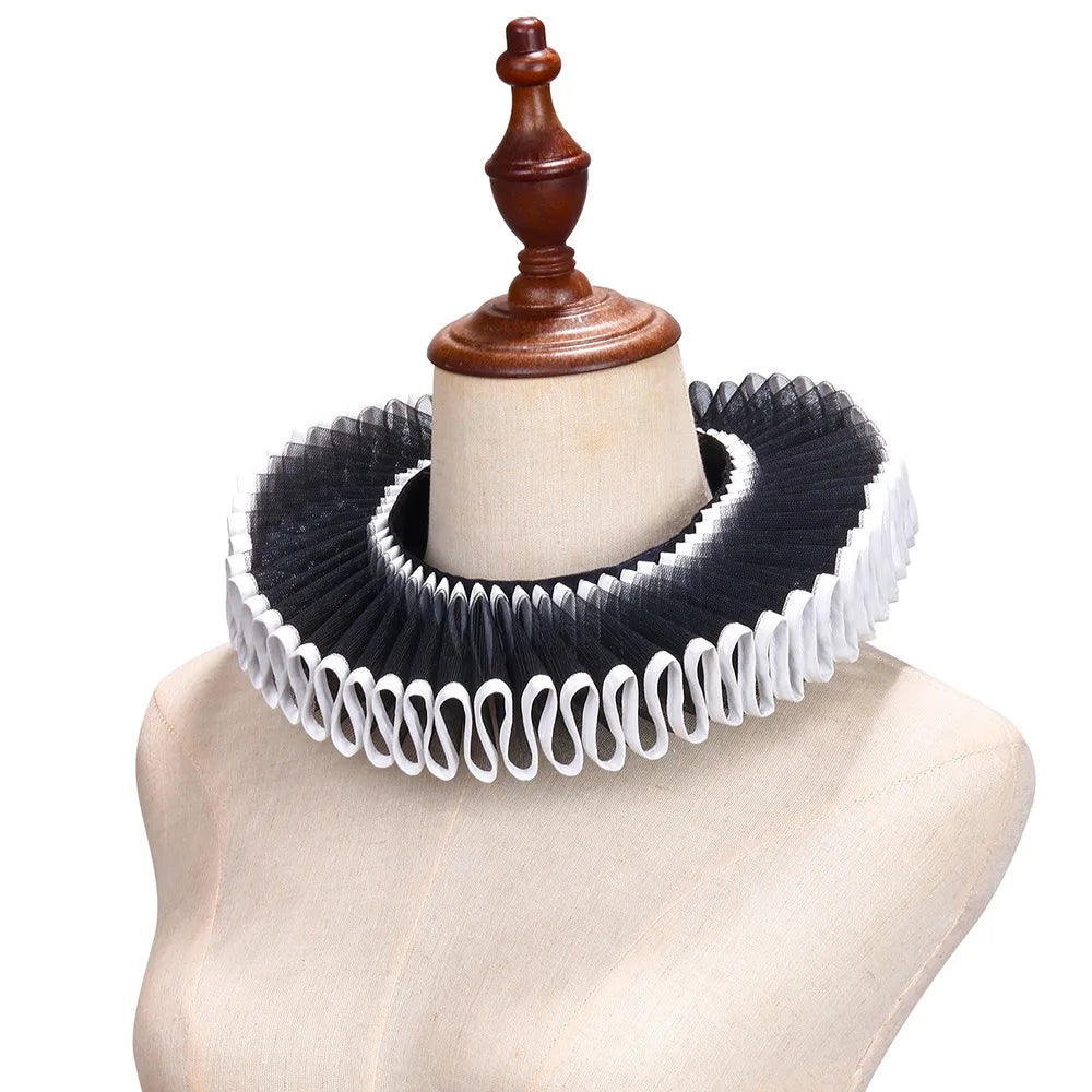 Detachable Shakespeare Neck Ruffled Collar Vintage Elegan Renaissance False Collar Victorian Costume Retro Ruff Collar