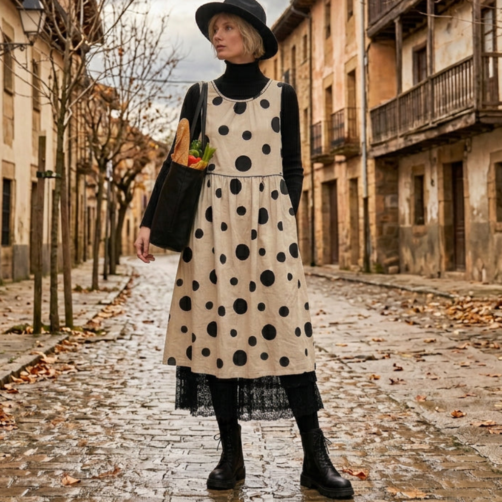 Faionable Polka Dot Svel Vest Dr Women's Summer Loose Forest System A-Line Midi Skirt Slimming Midi Dr