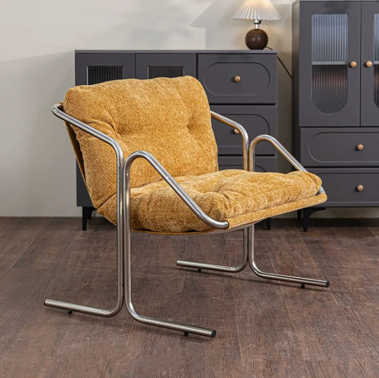 Italian Light Luxury Leather Soft Bag Dining Chair Stainless Steel Conference Room Chair Retro Business Negotiation Chair