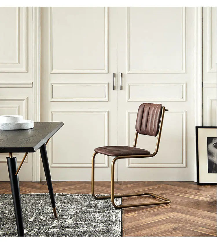 Mid-century Dining Chair Retro Iron Frame Armchair Postmodern Luxury Backrest Leisure Seat for Household Dining Room Furniture