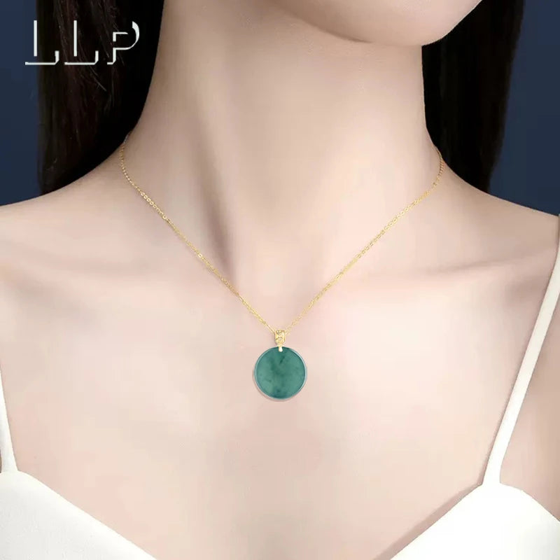 S925 Silver Inlaid With Natural Blue Water Emerald Round Pendant For Girls As a Festival Gift Or Charm For Protection
