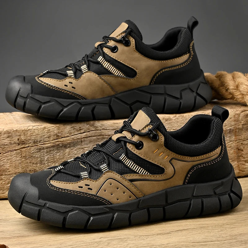 Fashionable Men Comfortable Lace Up Anti-collision Casual Sports Shoes Outdoor Men Breathable Anti Slip Soft Soled Hiking Shoes