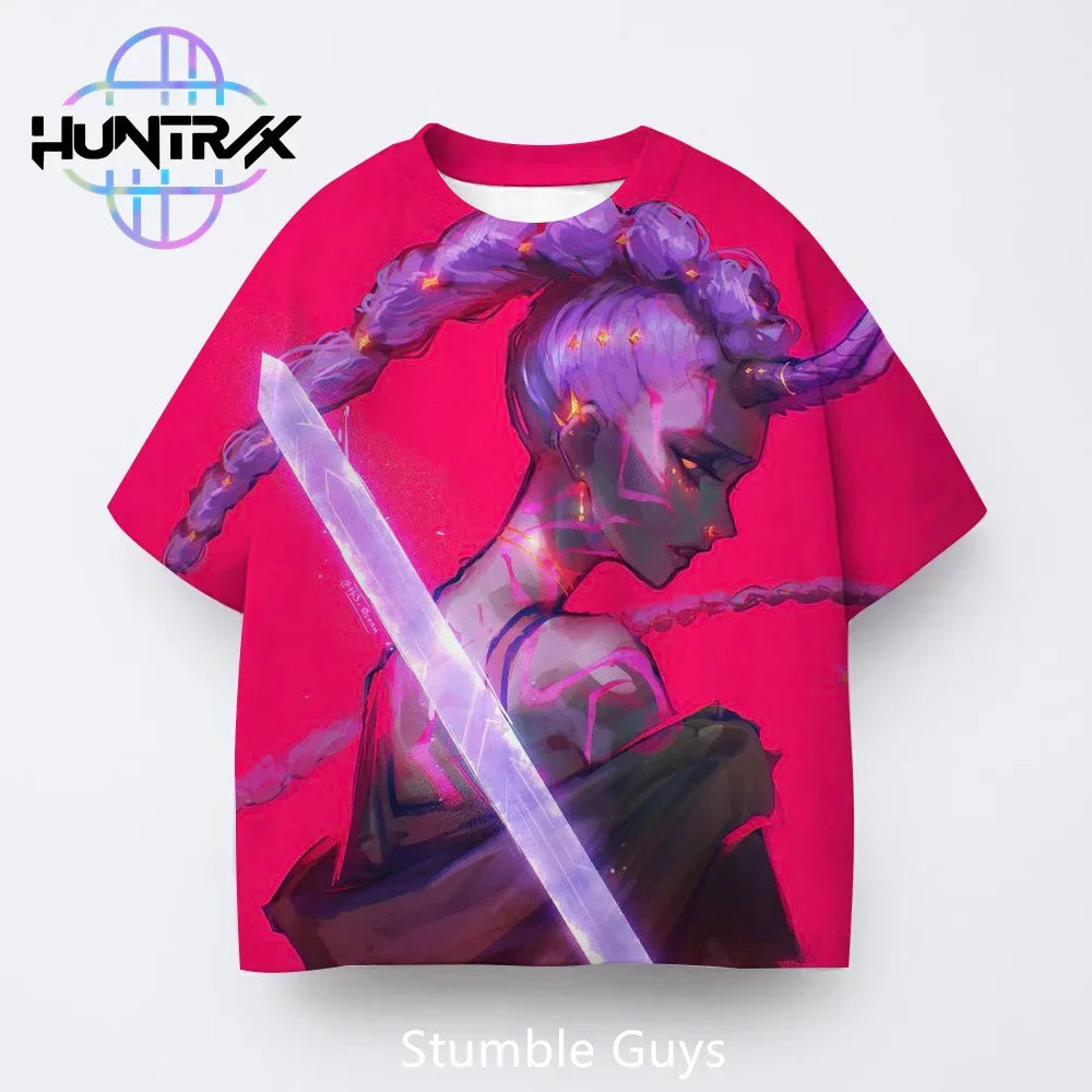 Summer Casual Fashion Kids Kpop Demon Hunters 3D Cartton Short Sleeve Boys Girls T-Shirt Anime Clothes
