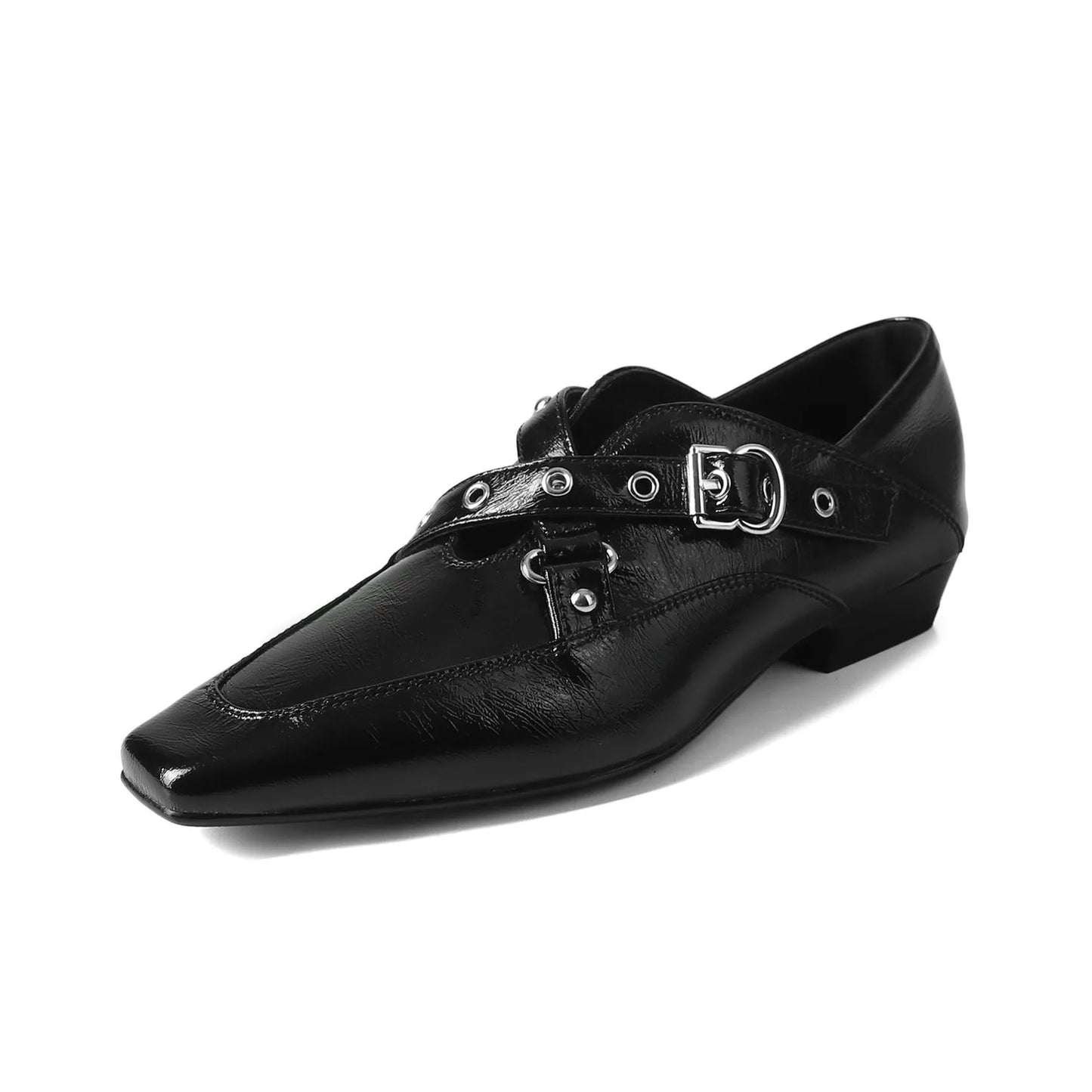 Women Pumps Shoes Low Heels Square Toe leather Pumps Ladies Casual leather Shoes Walk